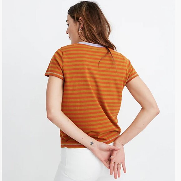 Madewell *Northside Vintage Tee* Size Small | Maple Glow | Orange Stripes | EUC - Picture 3 of 11